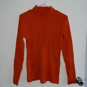 H&M orange mock neck fitted sweater